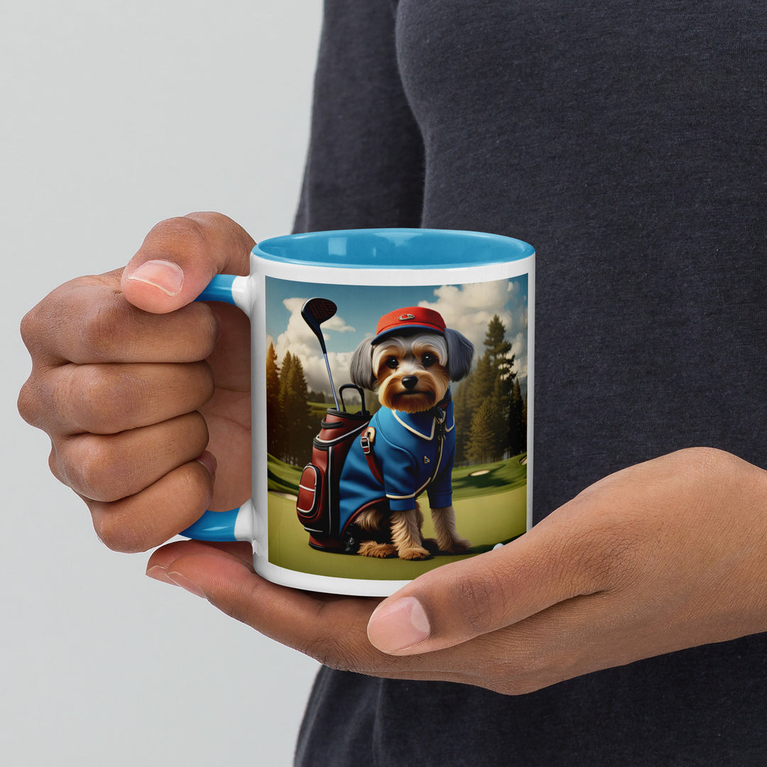 Yorkipoo Golfer- Mug with Color Inside v16