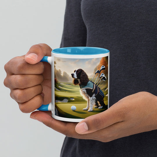 Sprocker Spaniel Golfer- Mug with Color Inside v2