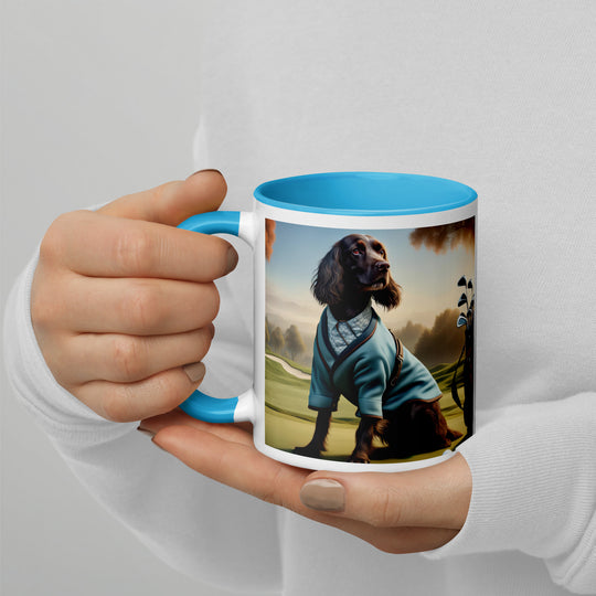 Sprocker Spaniel Golfer- Mug with Color Inside v3