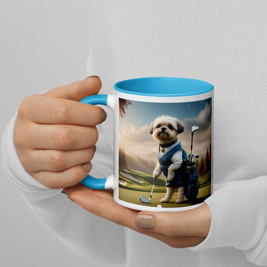 Pugapoo Golfer- Mug with Color Inside v6