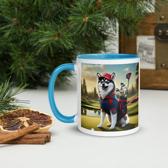 Pomsky Golfer- Mug with Color Inside v3