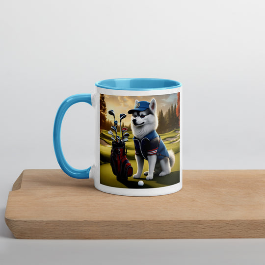 Pomsky Golfer- Mug with Color Inside v4