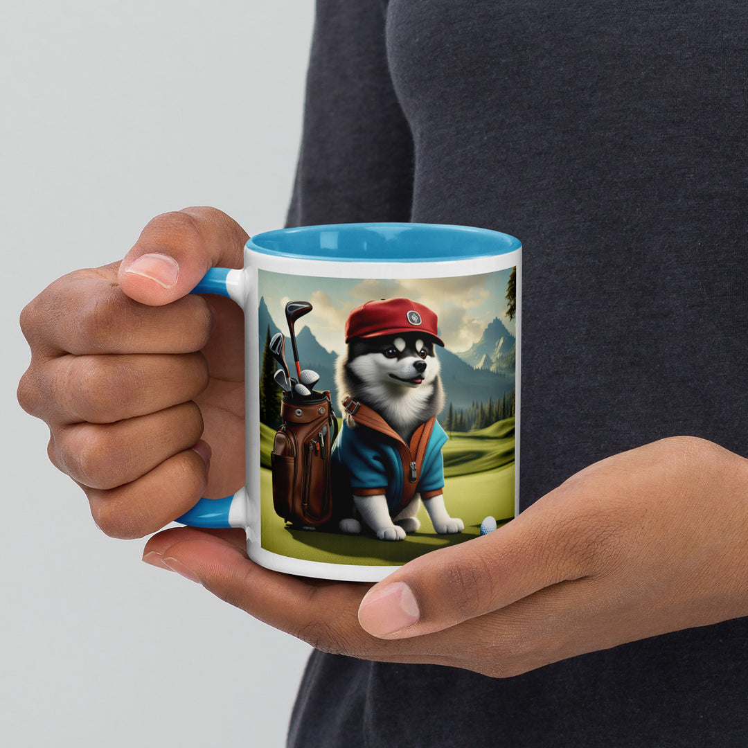 Pomsky Golfer- Mug with Color Inside v7