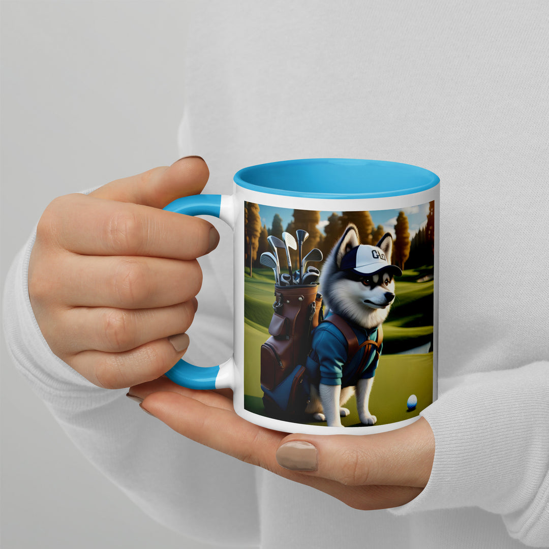 Pomsky Golfer- Mug with Color Inside v10