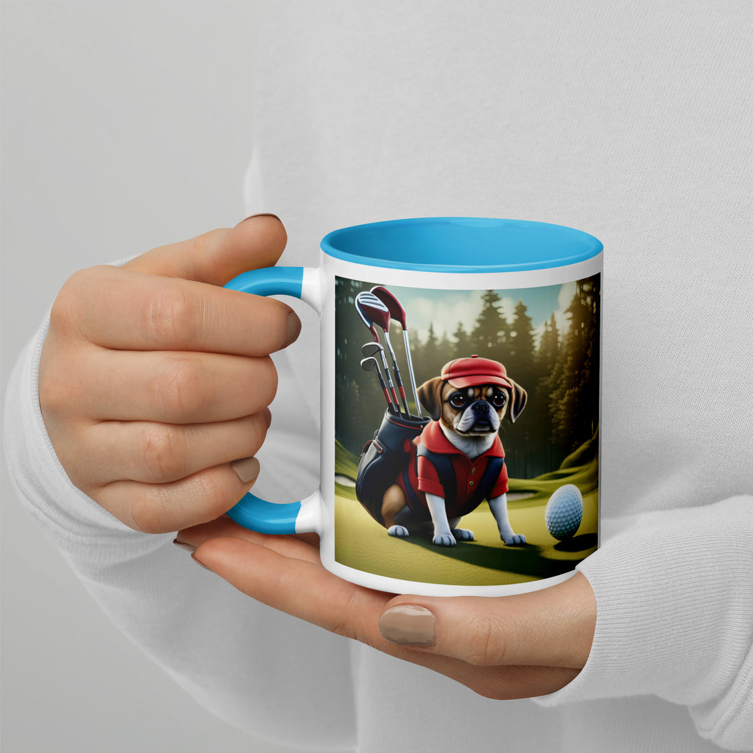 Puggle Golfer- Mug with Color Inside v9