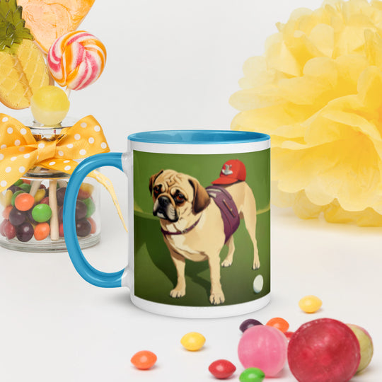 Puggle Golfer- Mug with Color Inside v12