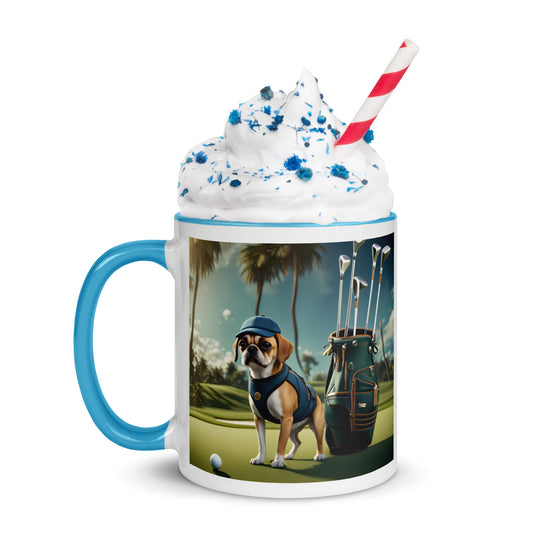 Puggle Golfer- Mug with Color Inside v13