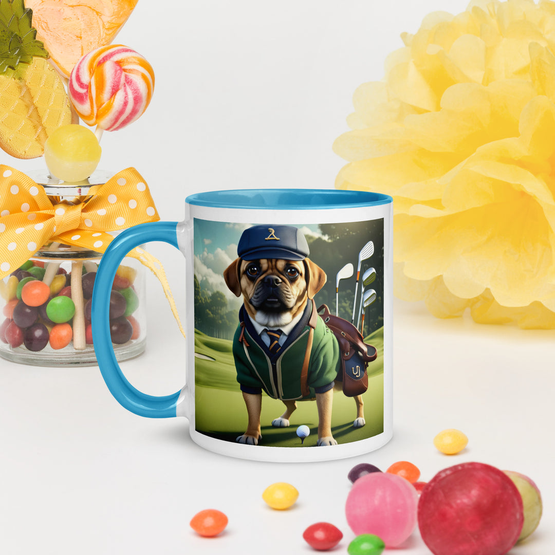 Puggle Golfer- Mug with Color Inside v16