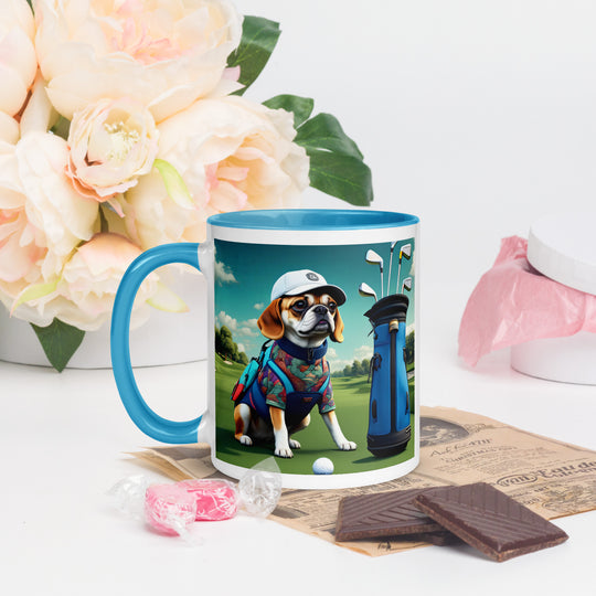 Puggle Golfer- Mug with Color Inside v17