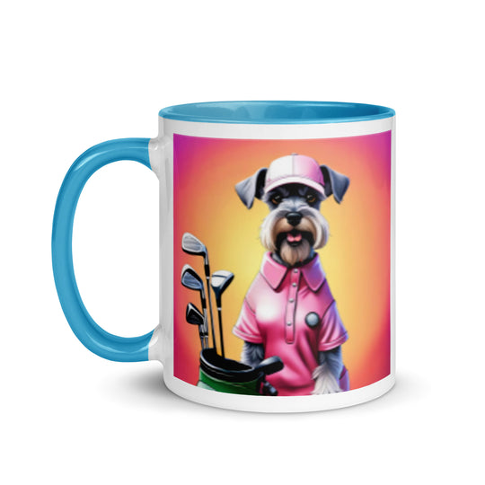 Miniature Schnauzer Golfer- Mug with Color Inside v4