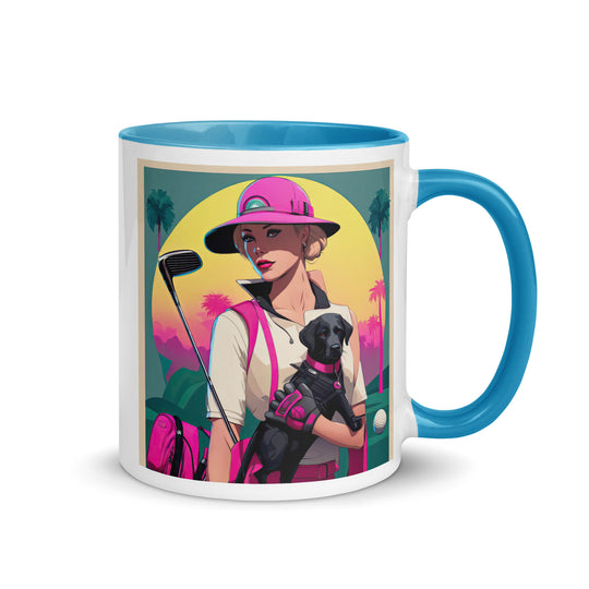 Mug with Color Inside-Labrador Retriever Golfer