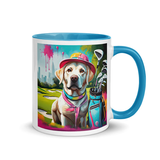 Mug with Color Inside-Labrador Retriever Golfer v9