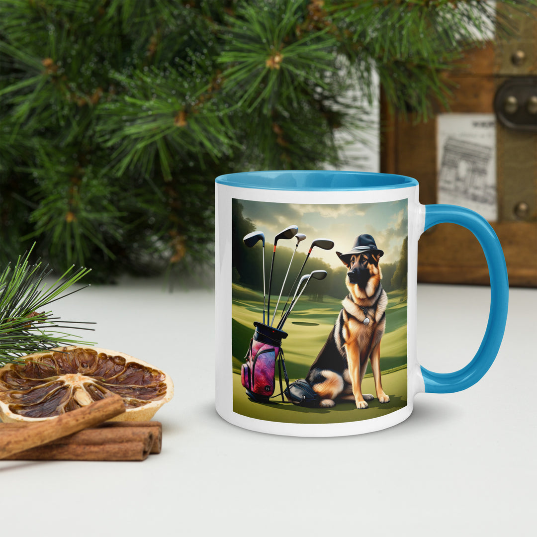 German Shepherd Golfer- Mug with Color Inside