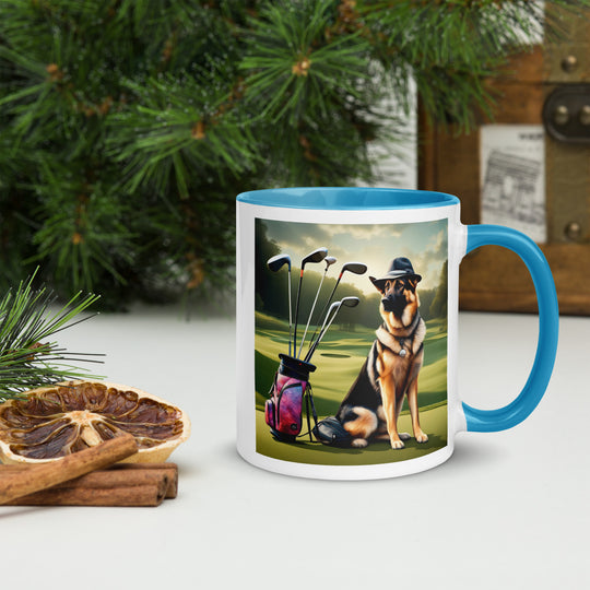 German Shepherd Golfer- Mug with Color Inside