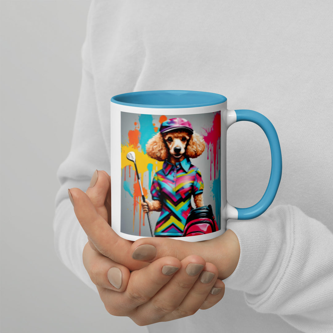 Poodle Golfer- Mug with Color Inside v4