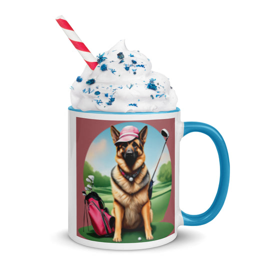 German Shepherd Golfer- Mug with Color Inside V4