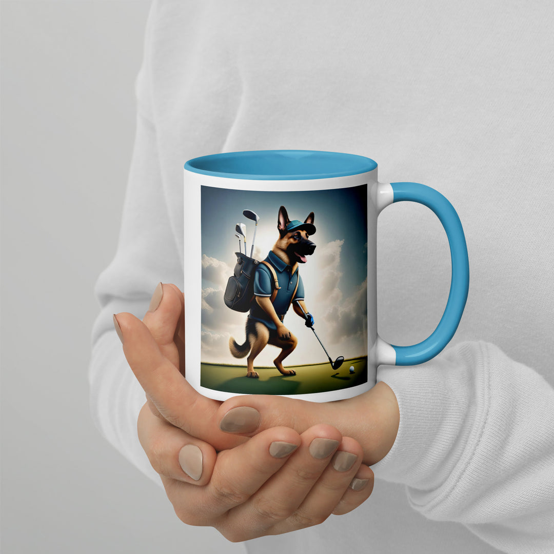 German Shepherd Golfer- Mug with Color Inside V6