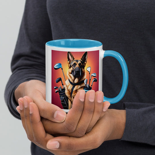 German Shepherd Golfer- Mug with Color Inside V7