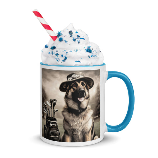 German Shepherd Golfer- Mug with Color Inside V10