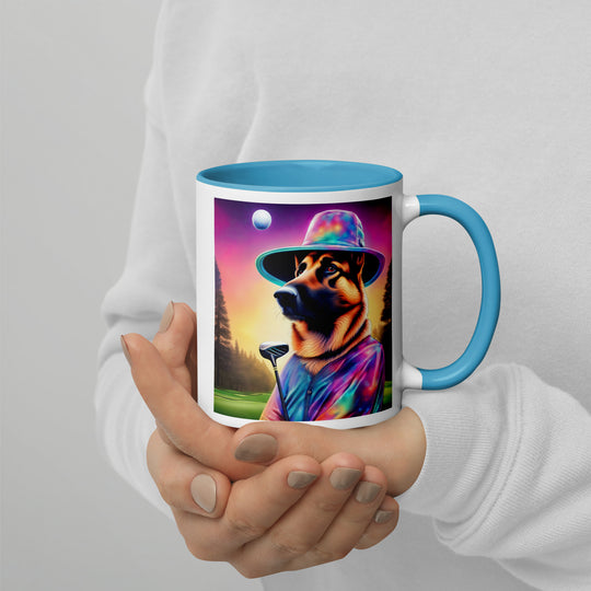 German Shepherd Golfer- Mug with Color Inside V13