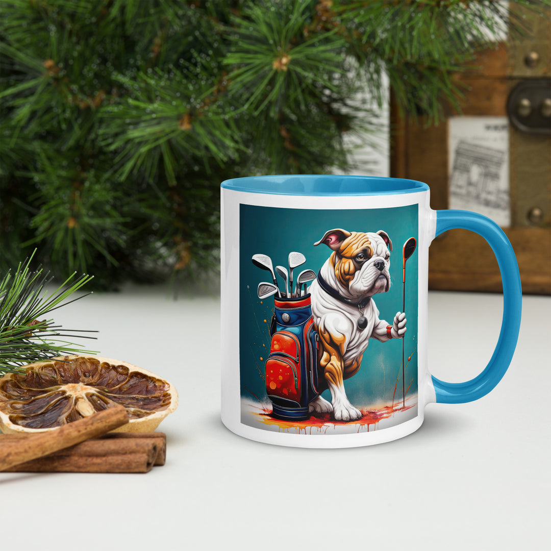 Bulldog Golfer- Mug with Color Inside V4