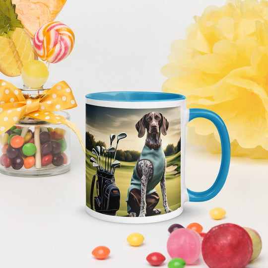 German Shorthaired Pointer Golfer- Mug with Color Inside v2