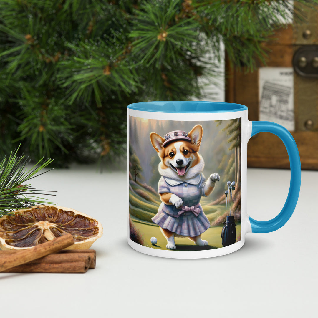 Pembroke Welsh Corgi Golfer- Mug with Color Inside v2