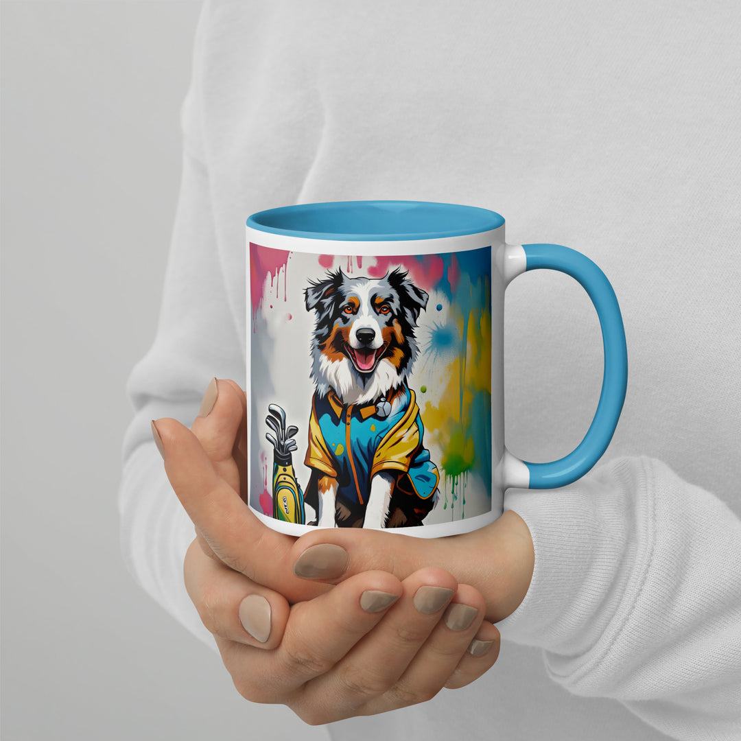 Australian Shepherd Golfer- Mug with Color Inside v3