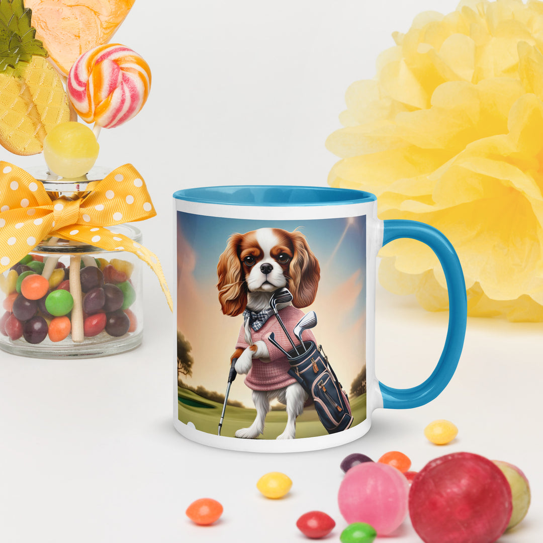 Cavalier King Charles Spaniel Golfer- Mug with Color Inside v2