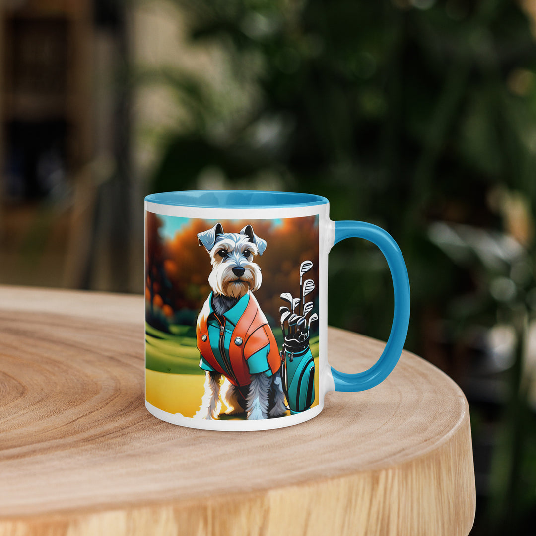 Miniature Schnauzer Golfer- Mug with Color Inside v2