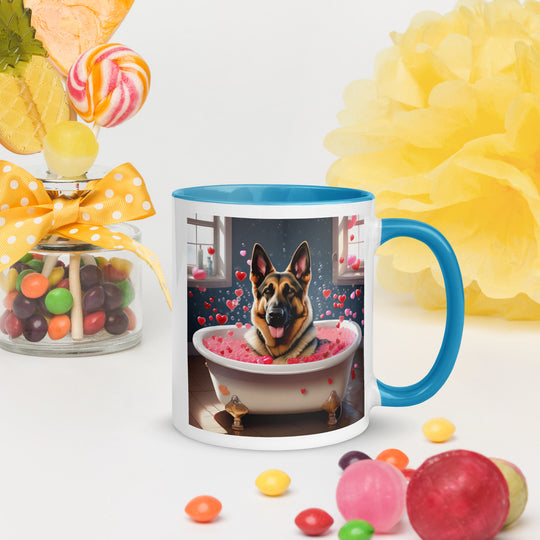 German Shepherd Romantic- Mug with Color Inside v3