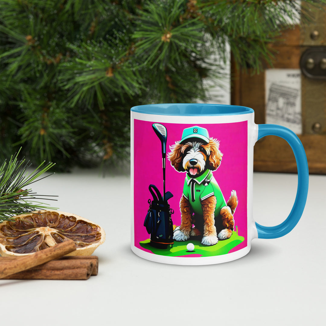 Bernedoodle Golfer- Mug with Color Inside v2