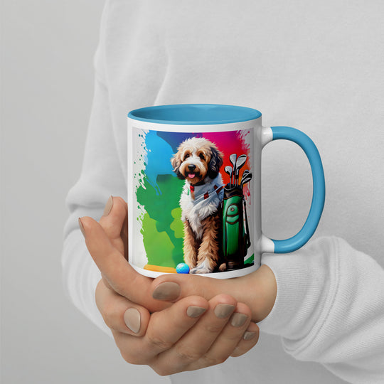 Bernedoodle Golfer- Mug with Color Inside v3