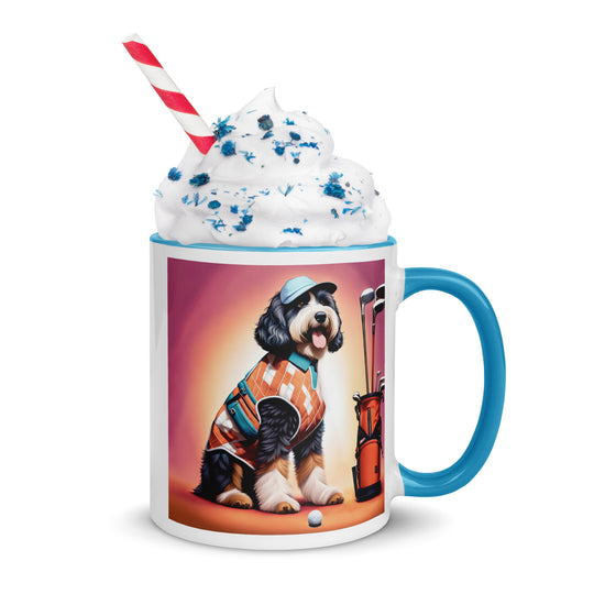 Bernedoodle Golfer- Mug with Color Inside v4