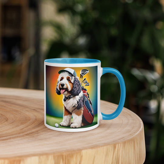 Bernedoodle Golfer- Mug with Color Inside v6