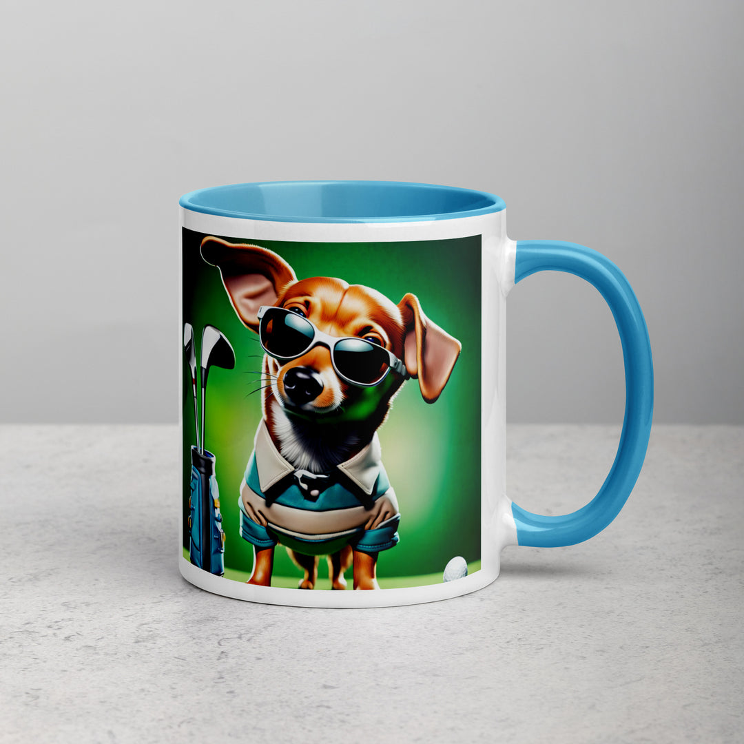 Chiweenie Golfer- Mug with Color Inside v6