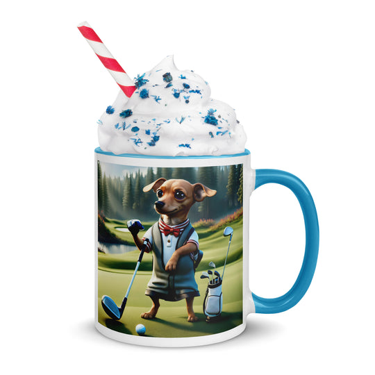 Chiweenie Golfer- Mug with Color Inside v3