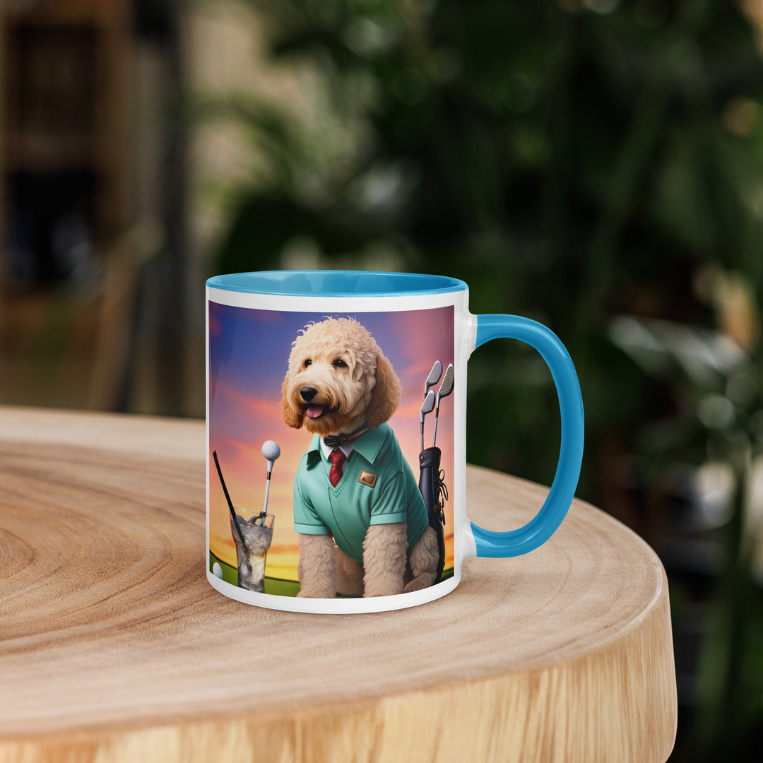 Goldendoodle Golfer- Mug with Color Inside v5