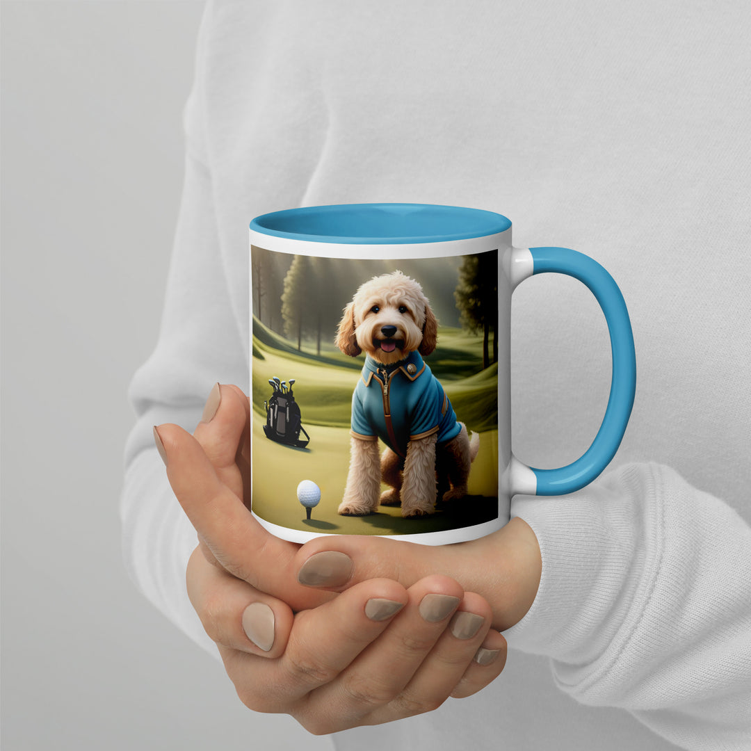 Goldendoodle Golfer- Mug with Color Inside v6