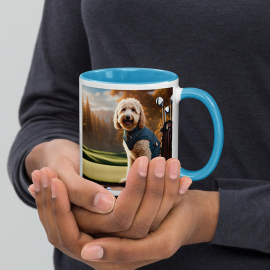 Goldendoodle Golfer- Mug with Color Inside v4