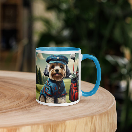 Yorkipoo Golfer- Mug with Color Inside v4