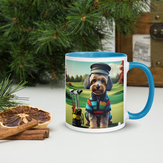 Yorkipoo Golfer- Mug with Color Inside v5