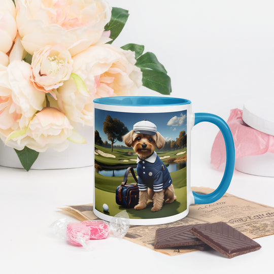 Yorkipoo Golfer- Mug with Color Inside v6