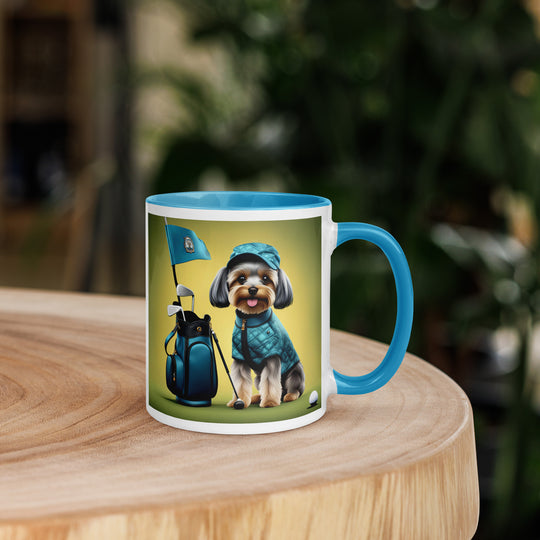 Yorkipoo Golfer- Mug with Color Inside v7