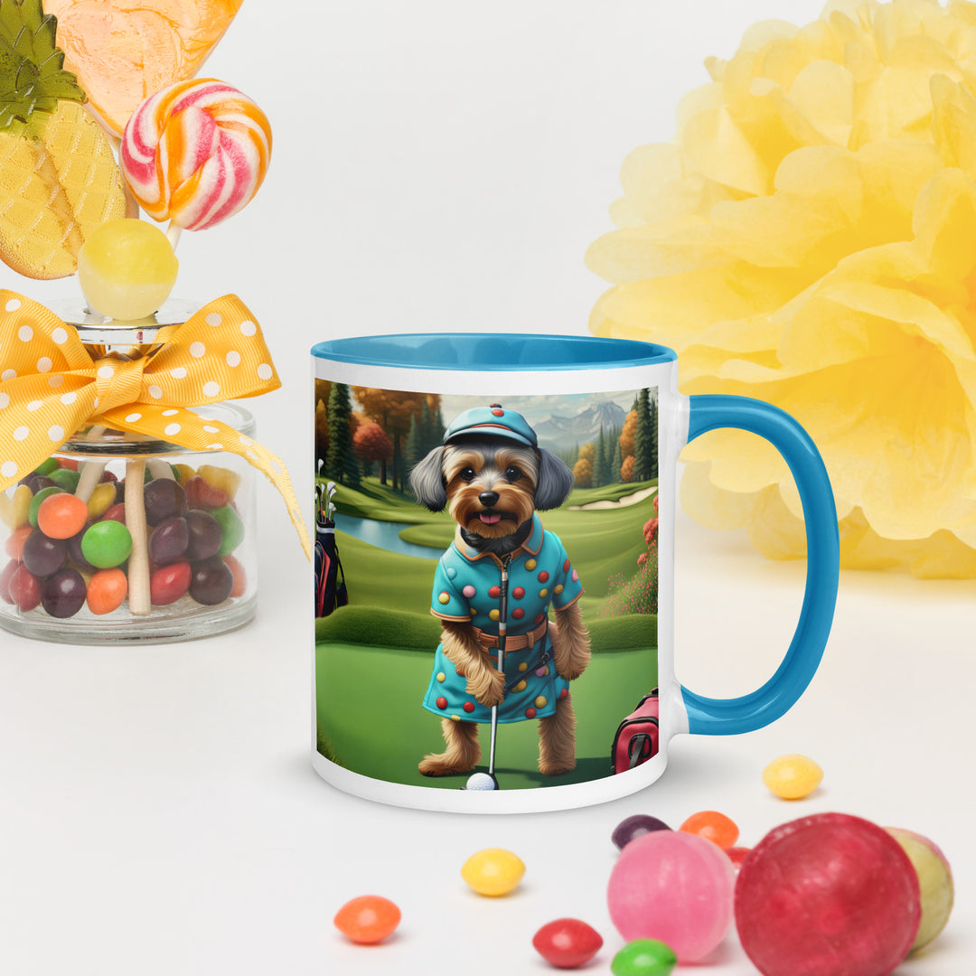 Yorkipoo Golfer- Mug with Color Inside v8