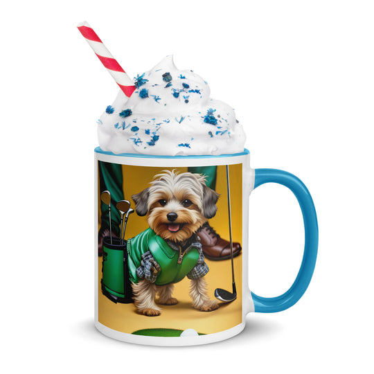 Yorkipoo Golfer- Mug with Color Inside v12