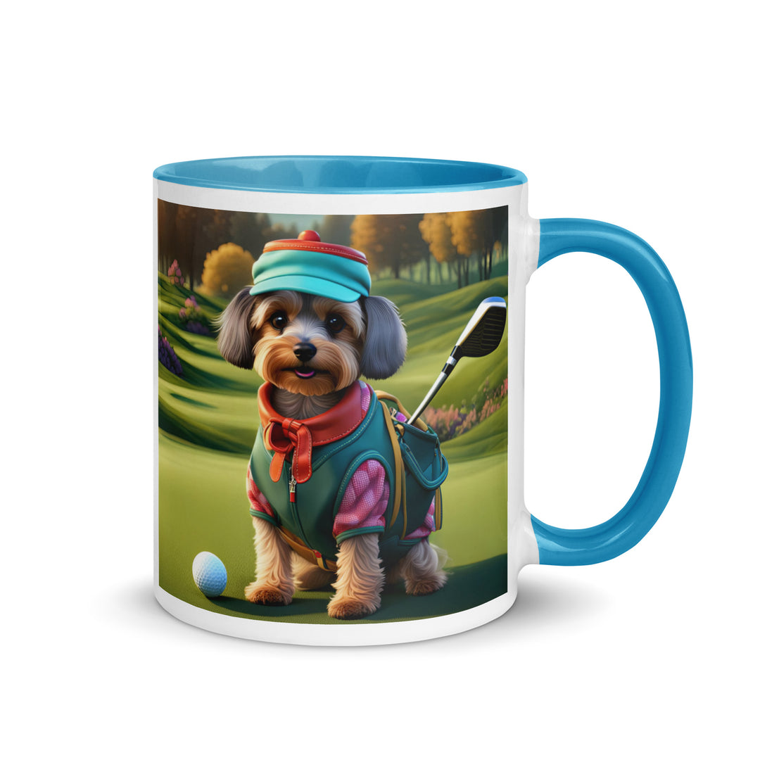 Yorkipoo Golfer- Mug with Color Inside v15