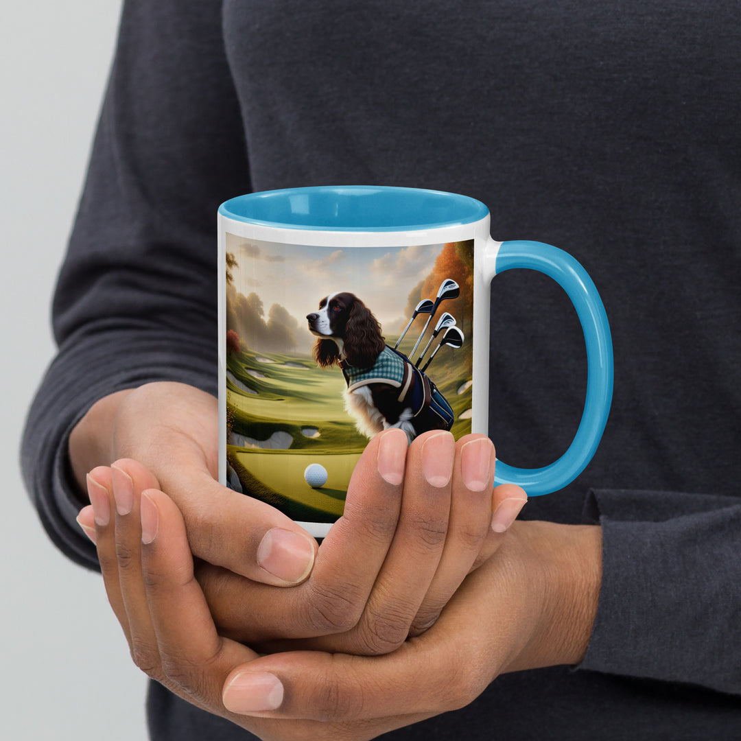 Sprocker Spaniel Golfer- Mug with Color Inside v2