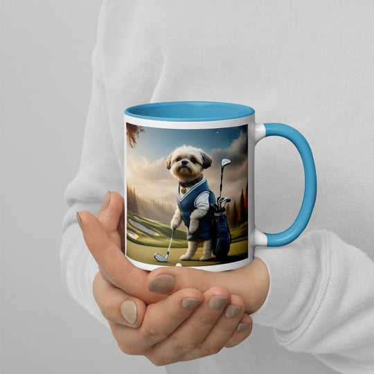 Pugapoo Golfer- Mug with Color Inside v6