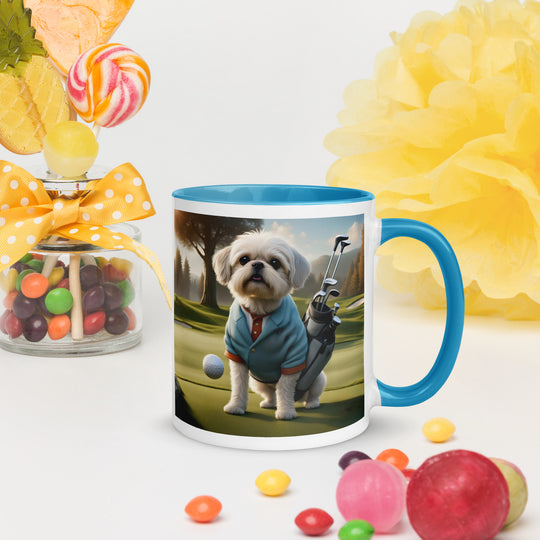 Pugapoo Golfer- Mug with Color Inside v5